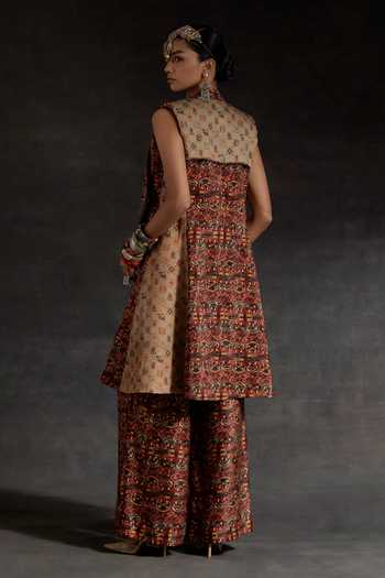 Shop_Aseem Kapoor_Multi Color Twill Embroidery, Beads, Tassels Collared Mushroom Jacket _at_Aza_Fashions