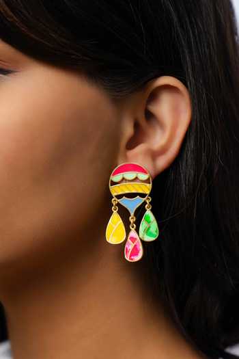 Buy_Bauble Bazaar_Pink Solea Orb Drop Earrings _at_Aza_Fashions