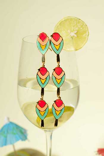 Shop_Bauble Bazaar_Pink Coral Chirping Dangler Earrings _at_Aza_Fashions