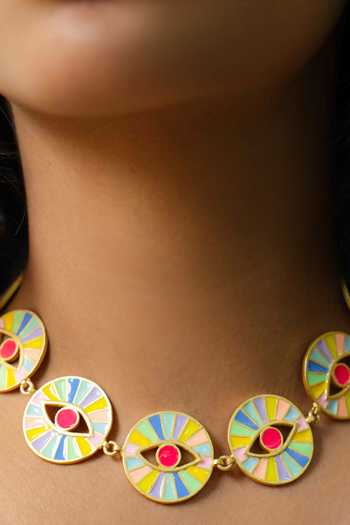 Bauble Bazaar_Multi Color Enamel Liora Ocean Choker _Online_at_Aza_Fashions