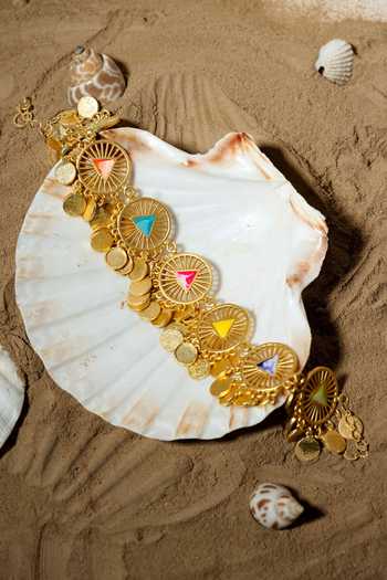 Buy_Bauble Bazaar_Multi Color Chains Lustre Bloom Choker Necklace _at_Aza_Fashions