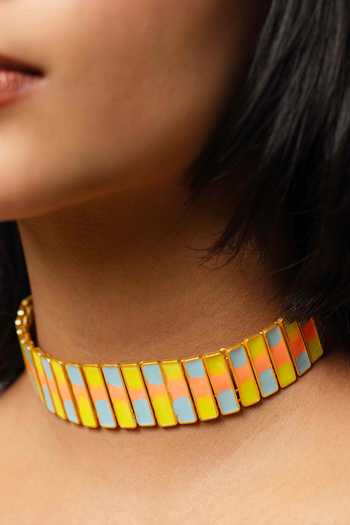 Buy_Bauble Bazaar_Multi Color Oriana Light Collar Necklace _at_Aza_Fashions
