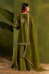 Shop_Kritika Dawar_Green Silk, Chanderi, Organza Embroidery, Gulnaar Hand Short Kurta Sharara Set _at_Aza_Fashions