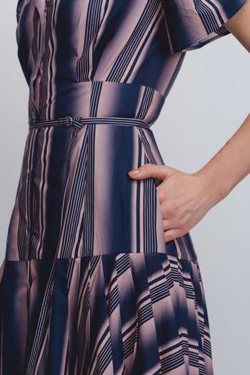 Shop_Leh Studios_Multicolor Cotton Collared Gami Stripe Pattern Dress _Online_at_Aza_Fashions