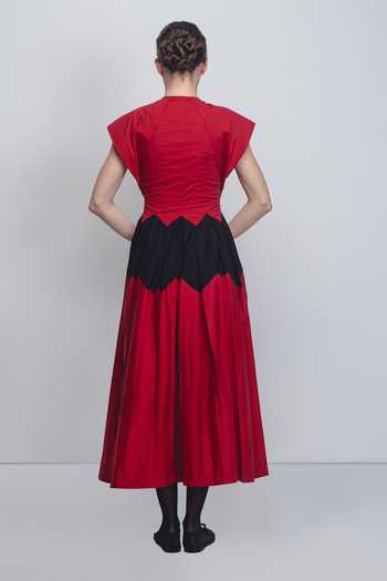 Shop_LEH STUDIOS_Black Cotton V-neck Abra Colorblock Dress _at_Aza_Fashions