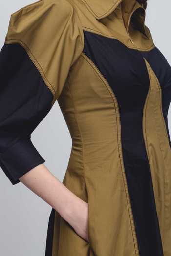 Buy_LEH STUDIOS_Black Cotton Collared Kadar Dress _Online_at_Aza_Fashions