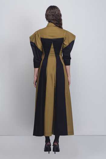 Shop_LEH STUDIOS_Black Cotton Collared Kadar Dress _at_Aza_Fashions