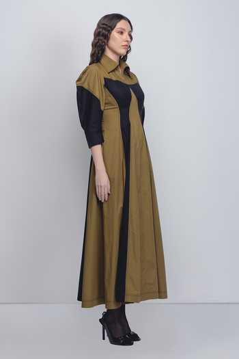 Buy_LEH STUDIOS_Black Cotton Collared Kadar Dress 