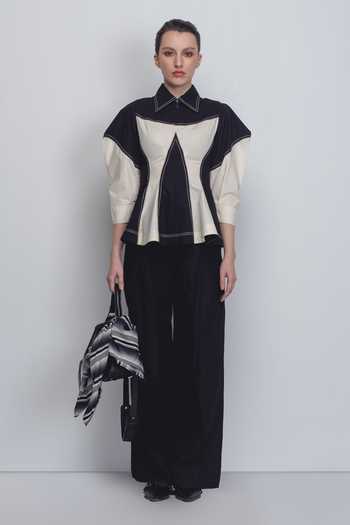 Buy_Leh Studios_Black Cotton Collared Kadar Top _at_Aza_Fashions