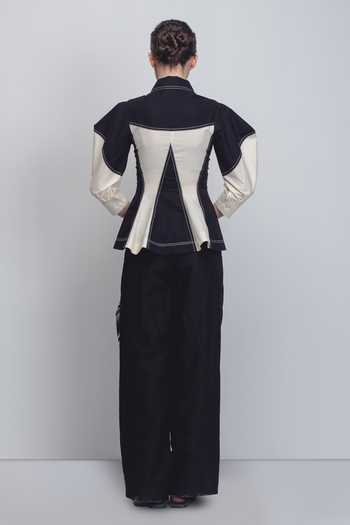 Shop_Leh Studios_Black Cotton Collared Kadar Top _at_Aza_Fashions