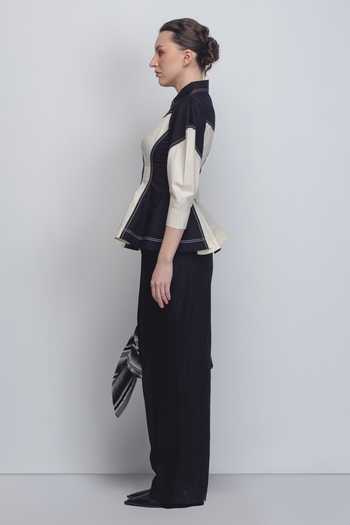 Shop_Leh Studios_Black Cotton Collared Kadar Top _Online_at_Aza_Fashions