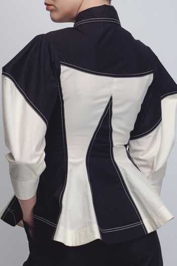 Buy_Leh Studios_Black Cotton Collared Kadar Top 