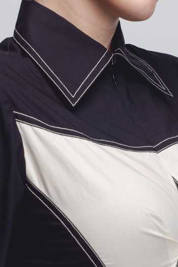 Shop_Leh Studios_Black Cotton Collared Kadar Top 