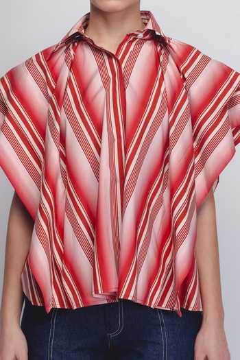 Shop_Leh Studios_White Cotton Collared Tako Stripe Print Top _Online_at_Aza_Fashions