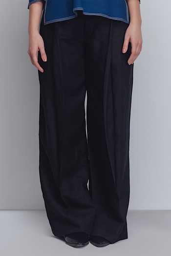 Leh Studios_Black Linen Cory Pant _at_Aza_Fashions