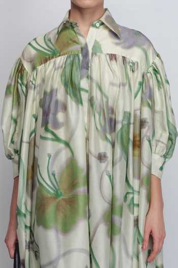 Shop_Leh Studios_Mint Silk, Cotton Button-down Neck Paron Print Drop Shirt Dress _Online_at_Aza_Fashions