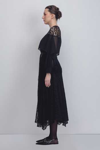 Buy_Leh Studios_Black Viscose, Polyester Lace High Neck Cath Floral Embellished Dress _Online_at_Aza_Fashions