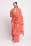 Buy_JAYATI GOENKA_Pink Cotton Smocking V-neck Printed Kurta Set _Online_at_Aza_Fashions