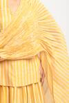 Shop_JAYATI GOENKA_Yellow Cotton, Chanderi Silk Tassels, Smocking Sun Shine Printed Kurta Skirt Set _Online_at_Aza_Fashions