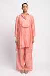 Buy_JAYATI GOENKA_Pink Silk, Cotton, Chanderi Button-down Neck City Printed Shirt Tunic And Pant Set _at_Aza_Fashions