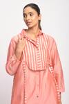 JAYATI GOENKA_Pink Silk, Cotton, Chanderi Button-down Neck City Printed Shirt Tunic And Pant Set _at_Aza_Fashions
