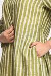 Buy_JAYATI GOENKA_Green Silk, Cotton, Chanderi Smocking Round Neck, Yes Earth Printed Kurta Set 