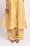 Shop_JAYATI GOENKA_Yellow Cotton, Chanderi Silk, Silk, Sun Stripe Cord Printed Kurta And Pant Set 