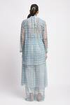 Buy_JAYATI GOENKA_Blue Cotton, Chanderi Silk, Mesh Collared Drift Cord Printed Kurta Set 