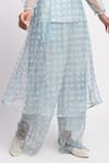 Buy_JAYATI GOENKA_Blue Cotton, Chanderi Silk, Mesh Halter Esther Cord Printed Kurta And Pant Set 