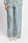 Buy_JAYATI GOENKA_Blue Cotton, Silk, Silk, Sky Stripe Print Shirt And Pant Set _Online_at_Aza_Fashions