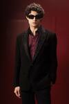 Buy_payal and rishab_Black Crepe, Wool Sequins, Beads Embroidered Lapel Tuxedo _at_Aza_Fashions
