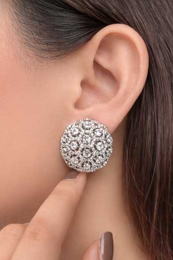 Buy_Prestones_Silver Plated Crystals, Rhinestones Round Shaped Zirconia Studs _at_Aza_Fashions