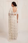 Shop_Surily G_Ivory Net Embroidery, Mirrors Scoop Neck Jaal Saree Set _at_Aza_Fashions