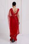 Shop_Surily G_Red Net Sequins, Mirrors Sweetheart Neck Embellished Saree And Blouse Set _at_Aza_Fashions