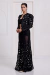 Buy_Surily G_Black Net Embroidery, Sequins, Mirrors Open , Scoop Jacket And Skirt Set _at_Aza_Fashions