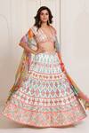 Buy_Surily G_Multi Color Silk, Organza Tassels Geometric Embroidered Lehenga Set _at_Aza_Fashions