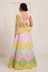 Shop_Surily G_Pink Silk, Organza Beads, Mirrors, Embroidery Sweetheart Neck Lehenga Set _at_Aza_Fashions