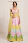 Buy_Surily G_Pink Silk, Organza Beads, Mirrors, Embroidery Sweetheart Neck Lehenga Set _at_Aza_Fashions