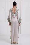 Shop_Surily G_Ivory Chanderi Embroidery, Mirrors, Tassels Plunge Neck Kaftan _at_Aza_Fashions