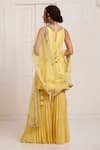 Shop_Surily G_Yellow Chanderi, Net Mirrors, Tassels, Gota Patti V-neck, Embroidered Kurta Set _at_Aza_Fashions