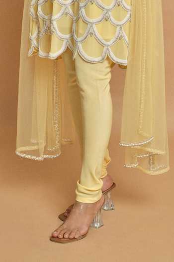 Surily G_Multicolor Georgette, Crepe, Net Embroidery, Beads, Pearls Round Scallop Kurta Set _Online_at_Aza_Fashions