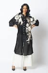 Buy_Madder Much_Black Chanderi Silk Embroidery Mandarin Collar Yercad Shirt Tunic And Pant Set _at_Aza_Fashions