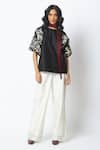 Buy_Madder Much_Black Chanderi Silk Embroidery Round Neck Godiva Tendril Top And Pant Set _at_Aza_Fashions