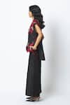 Buy_Madder Much_Black Chanderi Silk Open Neck, Scoop Pilar Floating Embroidered Cape And Pant Set _Online_at_Aza_Fashions