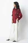 Madder Much_Burgundy Bemberg, Cotton, Satin, Nathan The Night Twinkle Shirt And Pant Set _Online_at_Aza_Fashions