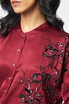 Shop_Madder Much_Burgundy Bemberg, Cotton, Satin, Nathan The Night Twinkle Shirt And Pant Set _Online_at_Aza_Fashions