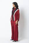 Buy_Madder Much_Burgundy Chanderi Silk, Organza, Georgette, Carla Sheer Tie Up Jacket And Pant Set _Online_at_Aza_Fashions