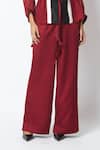 Shop_Madder Much_Burgundy Chanderi Silk, Organza, Georgette, Carla Sheer Tie Up Jacket And Pant Set _Online_at_Aza_Fashions