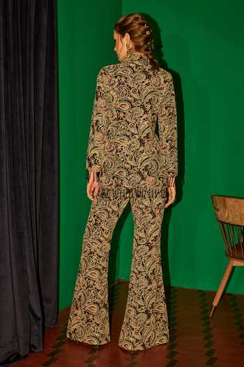 Shop_Evra By Nikita_Black Georgette Embroidery Threadwork Blazer And Pant Set _at_Aza_Fashions