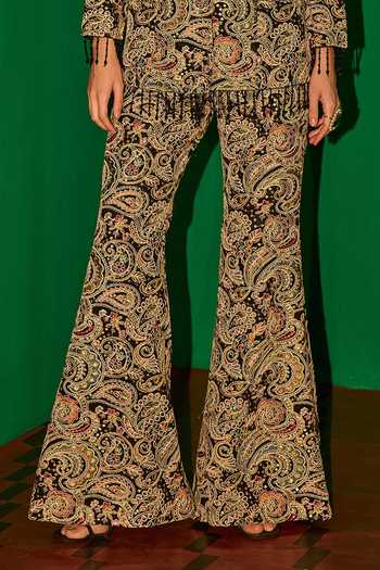 Evra By Nikita_Black Georgette Embroidery Threadwork Blazer And Pant Set _Online_at_Aza_Fashions